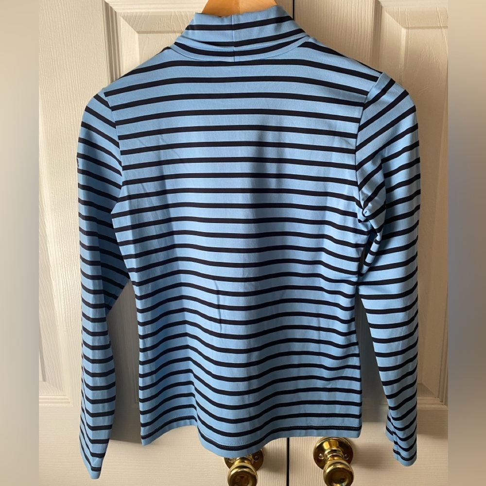 SAINT JAMES Oural Blue Stripe Anti-UV Stretch Turtleneck Shirt SZ 4 - Picture 2 of 8